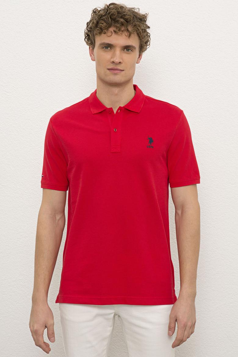 Erkek Kırmızı Polo Yaka Basic Tişört