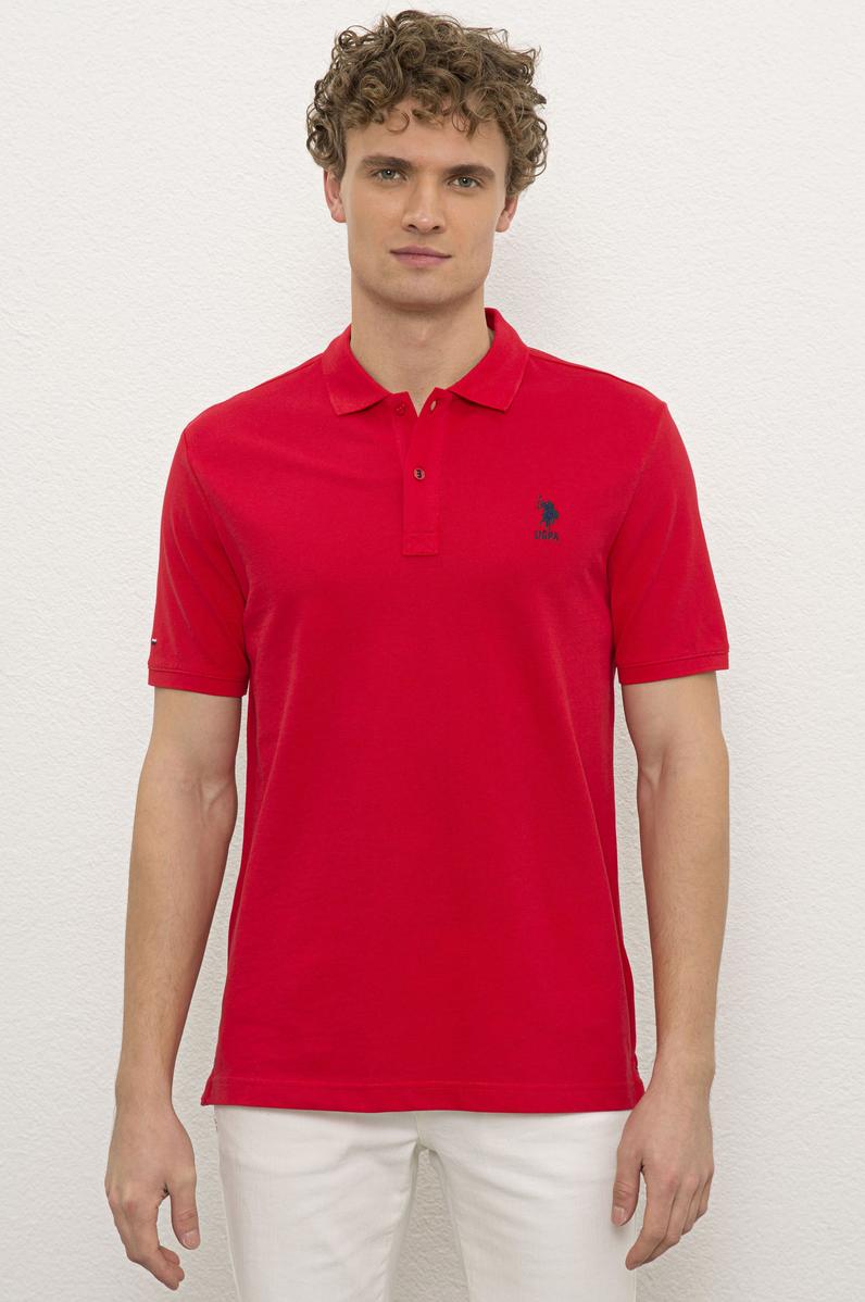 Erkek Kırmızı Polo Yaka Basic Tişört