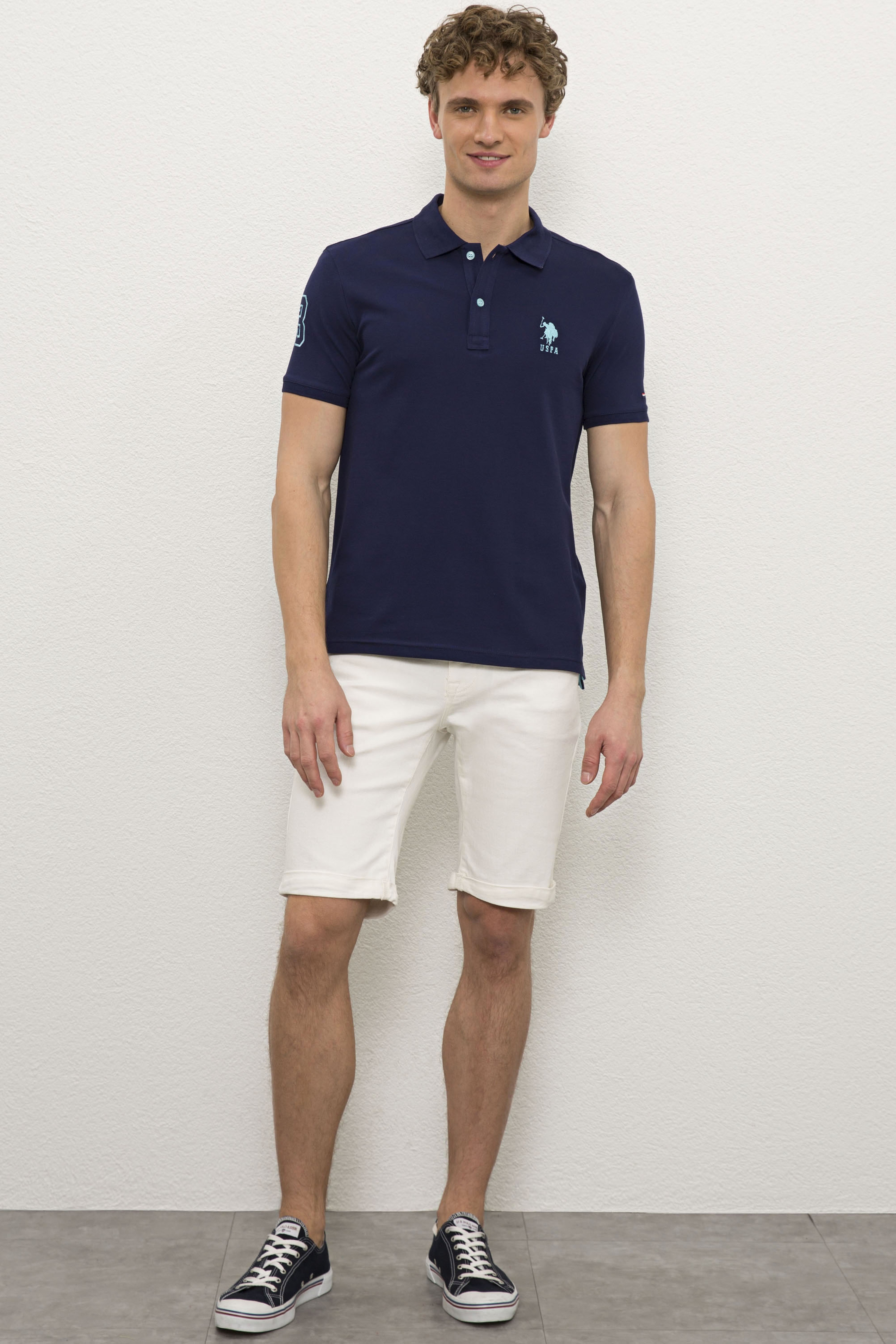 Erkek Lacivert Polo Yaka T-Shirt Basic - Image 4