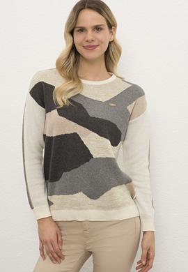 Kadın Beyaz Triko Kazak - 50225348037