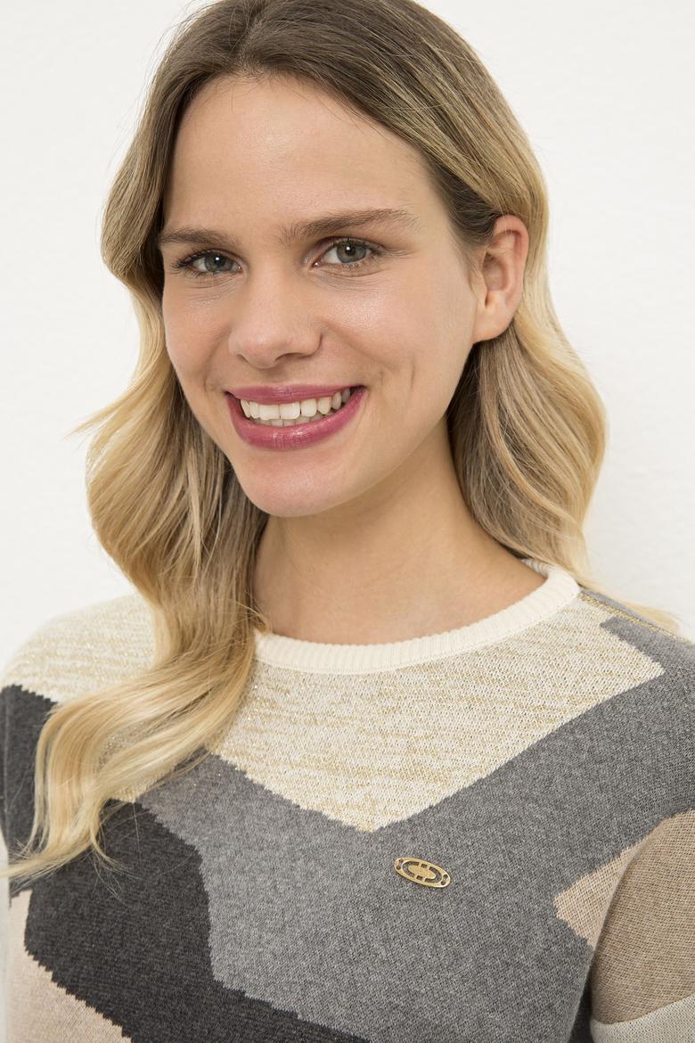 Kadın Beyaz Triko Kazak - 50225348037