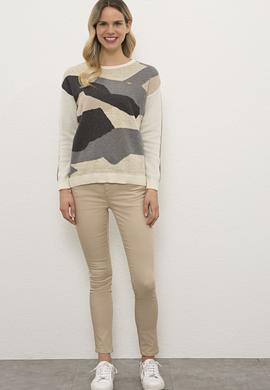 Kadın Beyaz Triko Kazak - 50225348037