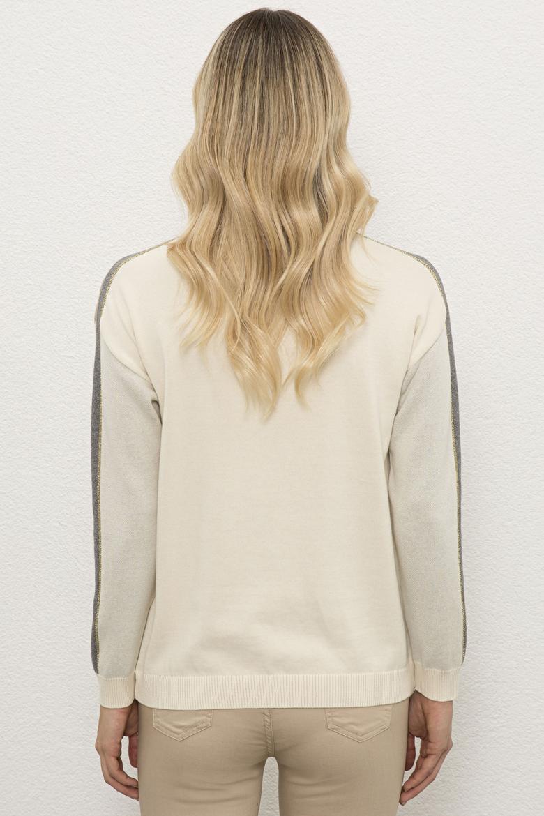 Kadın Beyaz Triko Kazak - 50225348037