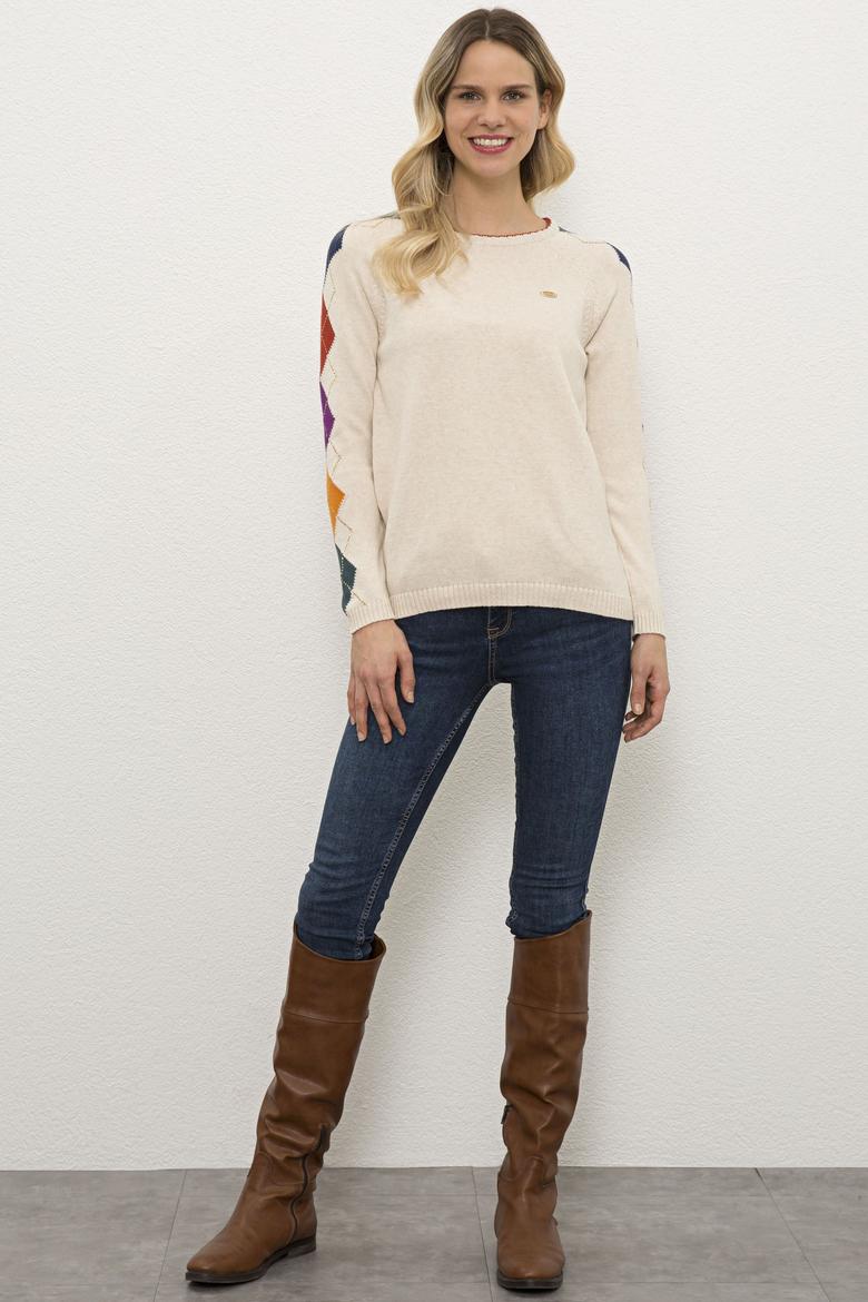 Kadın Krem Kazak - 50225385018