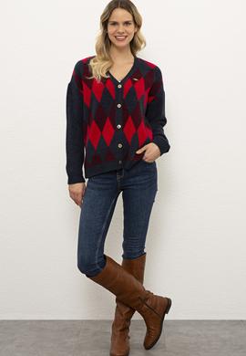 Kadın Lacivert Triko Hırka - 50225226011