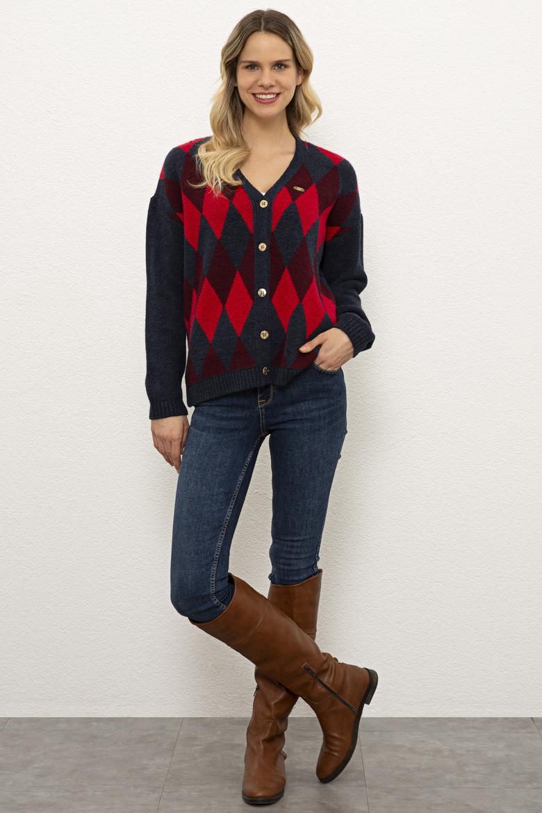 Kadın Lacivert Triko Hırka - 50225226011