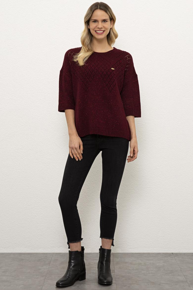 Kadın Bordo Kazak - 50225384022