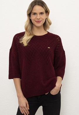 Kadın Bordo Kazak - 50225384022