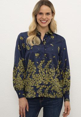 Kadın Lacivert Gömlek Uzunkol - 50225766003