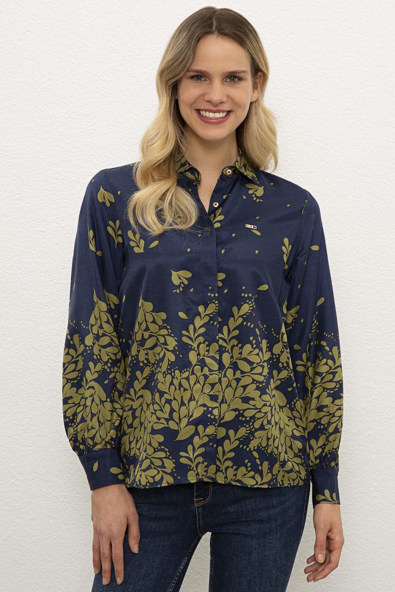 Kadın Lacivert Gömlek Uzunkol