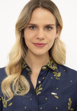 Kadın Lacivert Gömlek Uzunkol - 50225766003