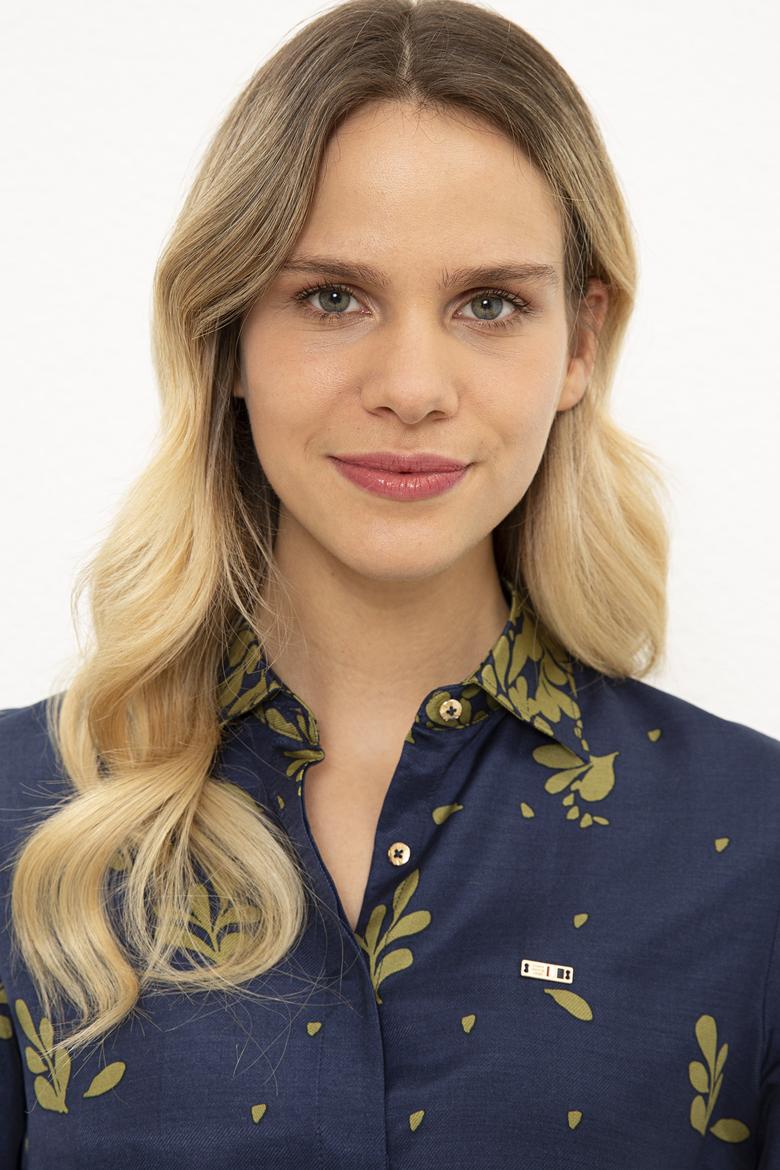 Kadın Lacivert Gömlek Uzunkol - 50225766003