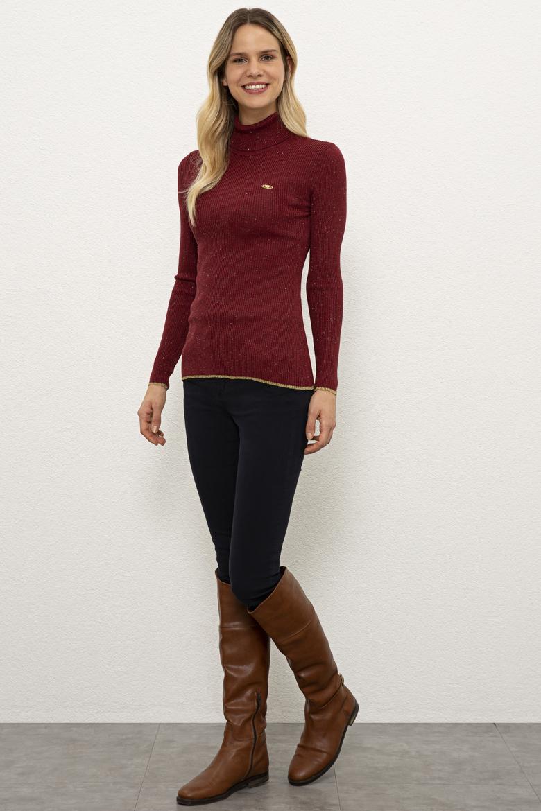 Kadın Bordo Kazak - 50223889023