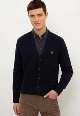 Erkek Lacivert Basic Triko Hırka - 50224887053