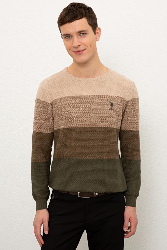 Erkek Koyu Haki Melanj Kazak