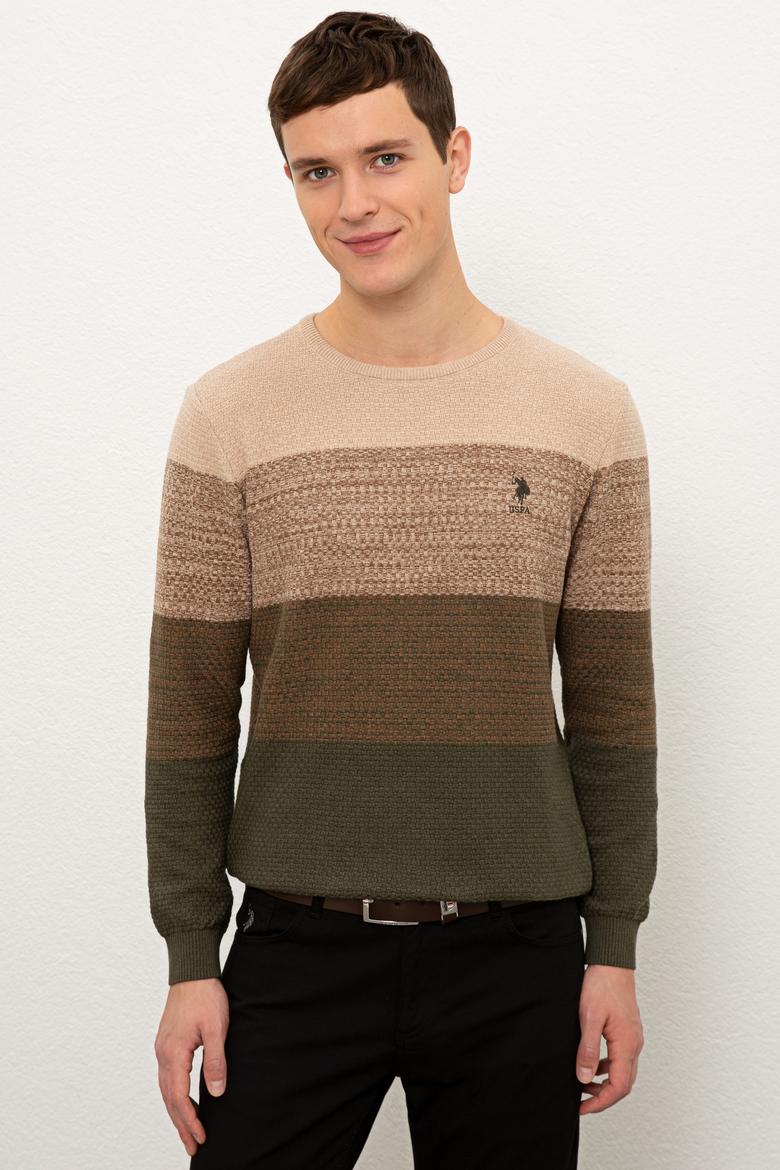 Erkek Koyu Haki Melanj Kazak