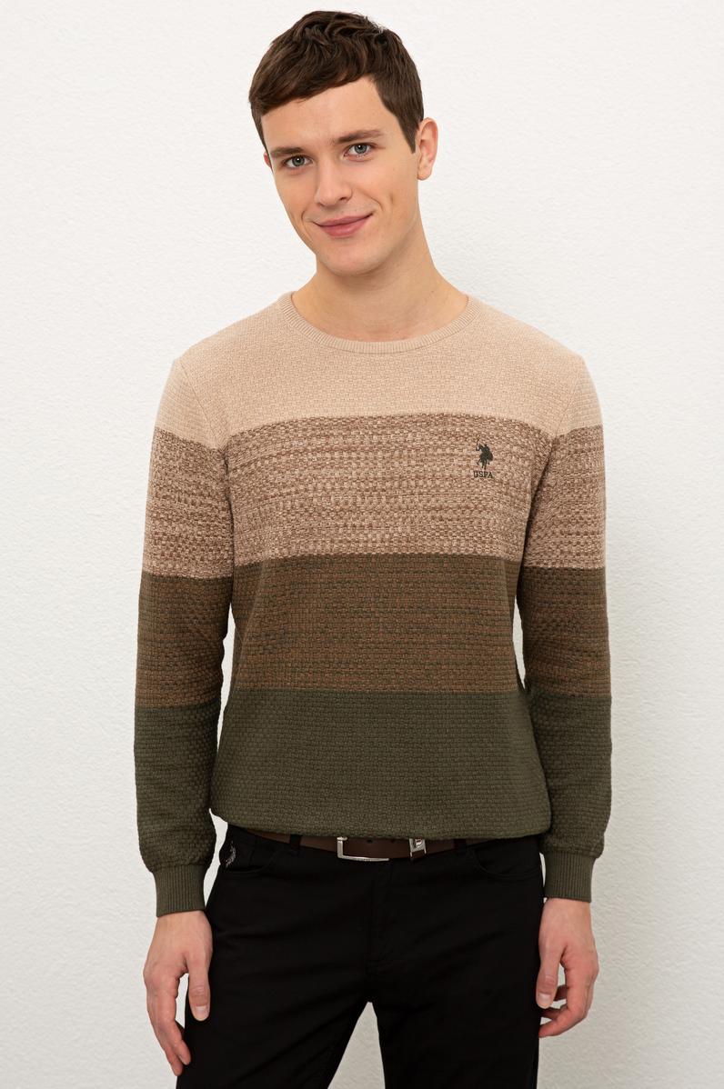 Erkek Koyu Haki Melanj Kazak