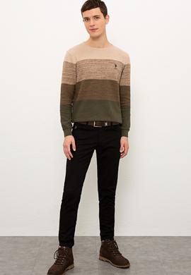 Erkek Koyu Haki Melanj Kazak - 50228566020