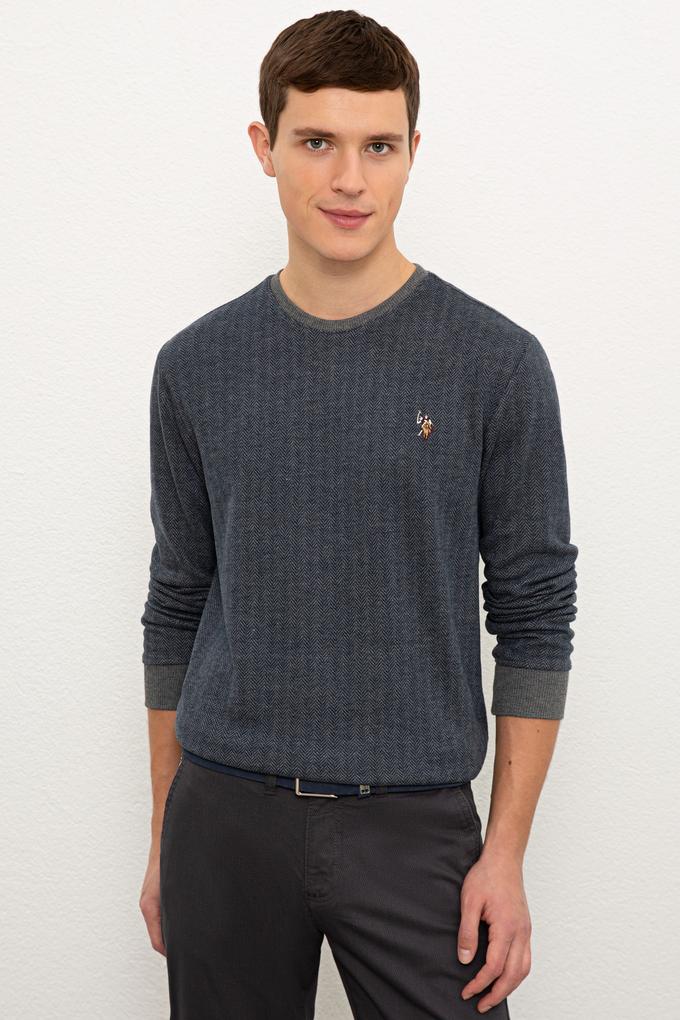 Erkek Antrasit Melanj Bisiklet Yaka Sweatshirt