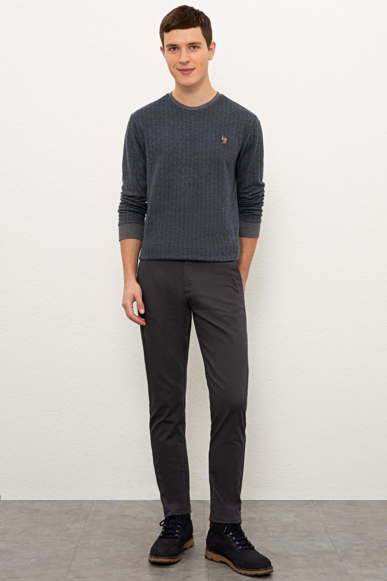 Erkek Antrasit Melanj Bisiklet Yaka Sweatshirt - 50225418018