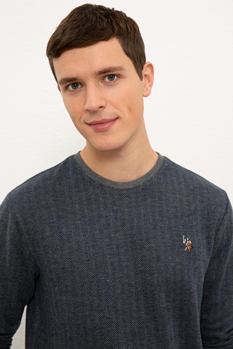 Erkek Antrasit Melanj Bisiklet Yaka Sweatshirt - 50225418018