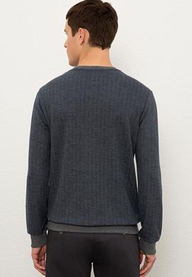 Erkek Antrasit Melanj Bisiklet Yaka Sweatshirt - 50225418018