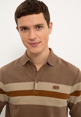 Erkek Vizon Polo Yaka Sweatshirt - 50225421027