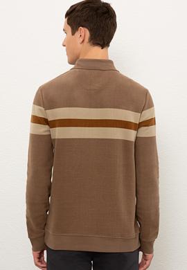 Erkek Vizon Polo Yaka Sweatshirt - 50225421027