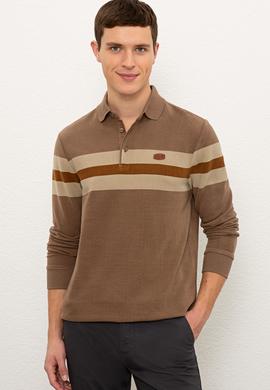 Erkek Vizon Polo Yaka Sweatshirt - 50225421027