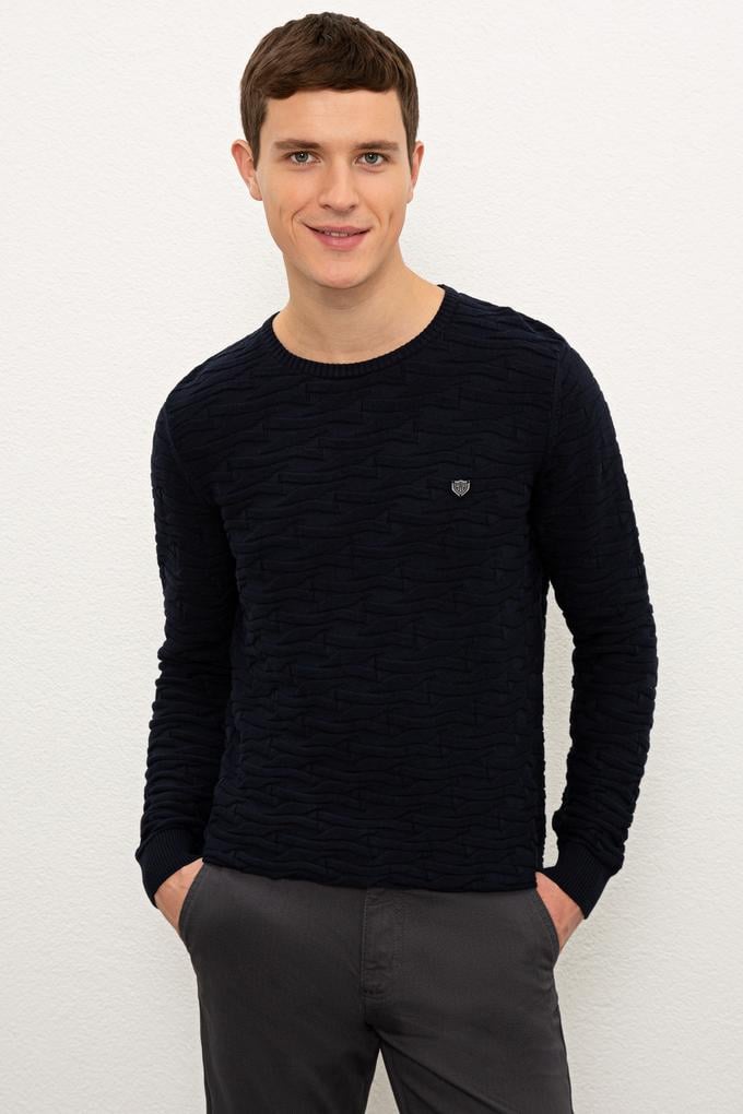 Erkek Lacivert Bisiklet Yaka Triko Kazak