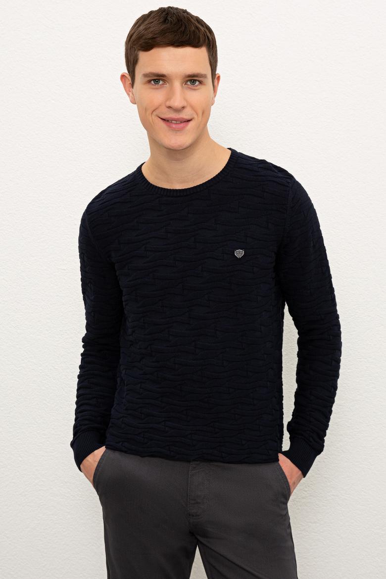 Erkek Lacivert Bisiklet Yaka Triko Kazak