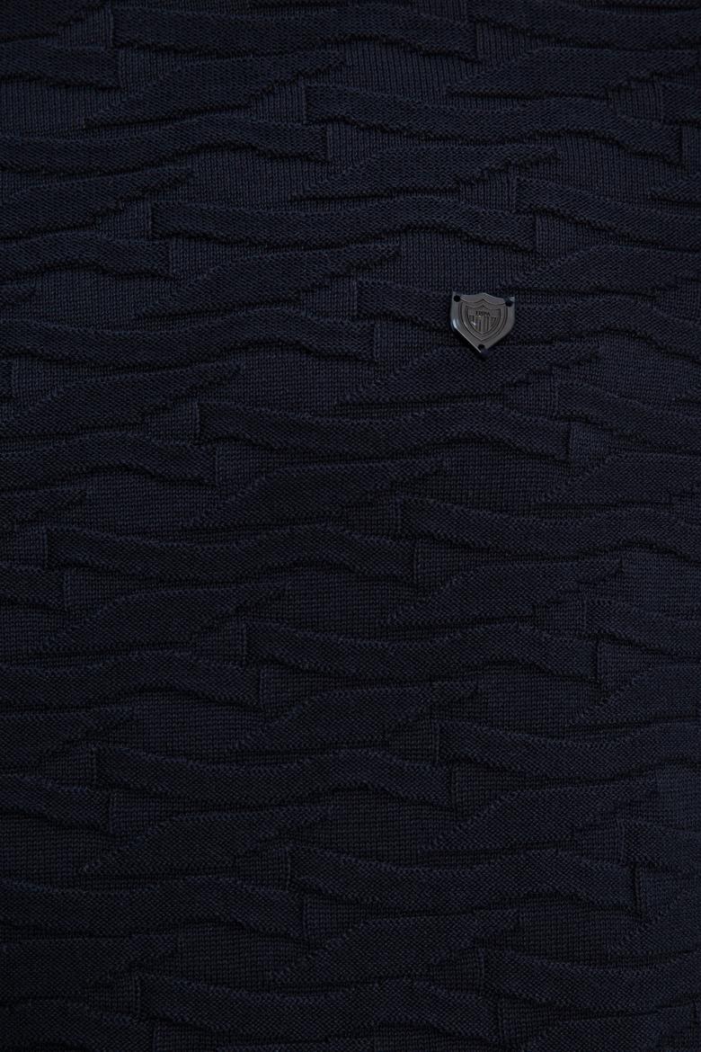 Erkek Lacivert Bisiklet Yaka Triko Kazak - 50229172006