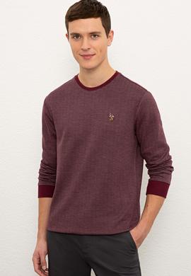 Erkek Bordo Bisiklet Yaka Sweatshirt - 50225418033