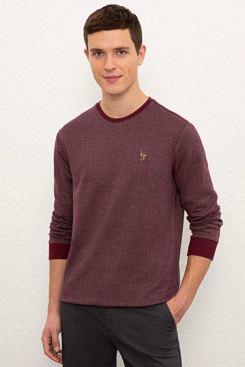 Erkek Bordo Bisiklet Yaka Sweatshirt