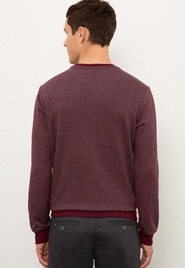 Erkek Bordo Bisiklet Yaka Sweatshirt - 50225418033