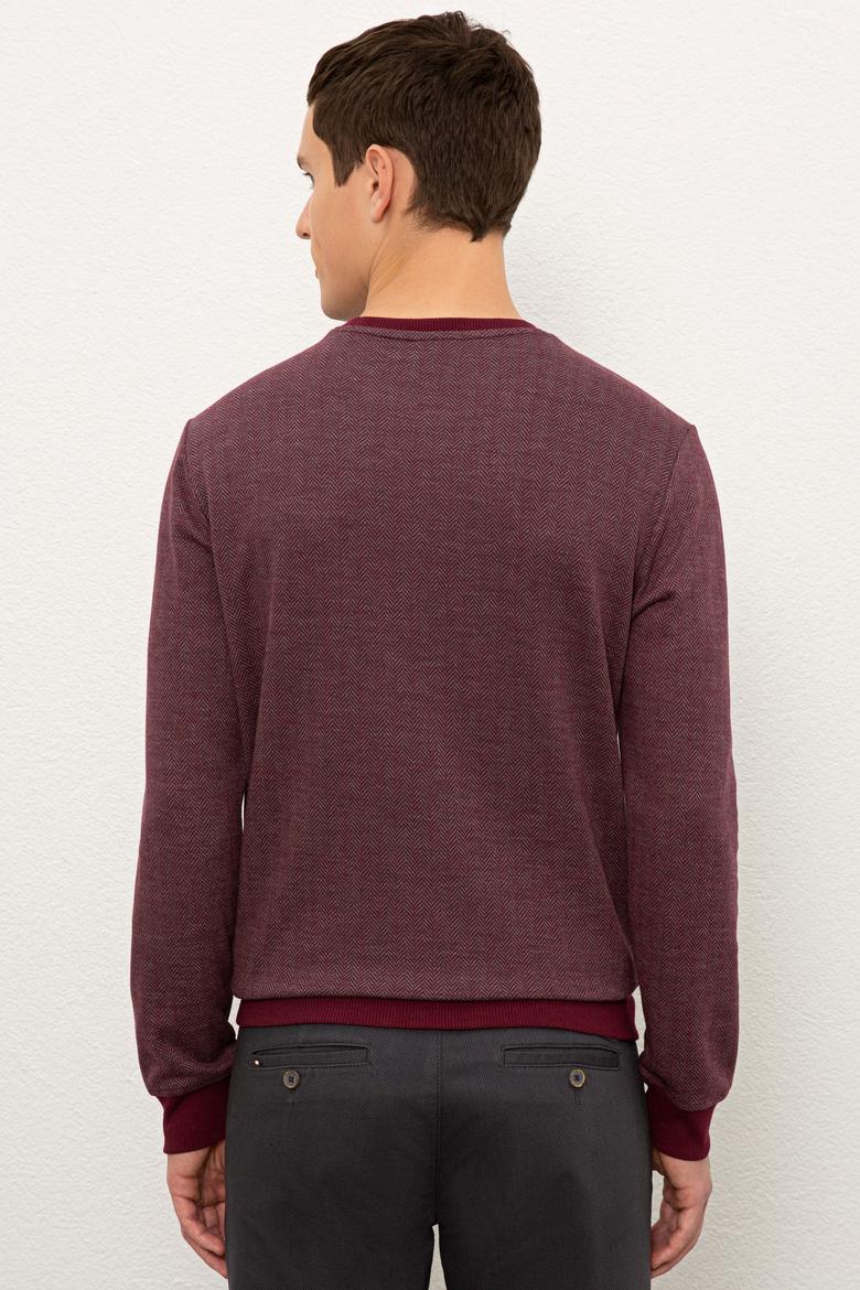 Erkek Bordo Bisiklet Yaka Sweatshirt - 50225418033