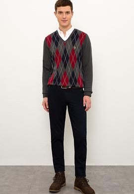 Erkek Antrasit Melanj V-Yaka Triko Kazak - 50228358006