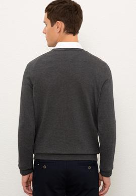 Erkek Antrasit Melanj V-Yaka Triko Kazak - 50228358006