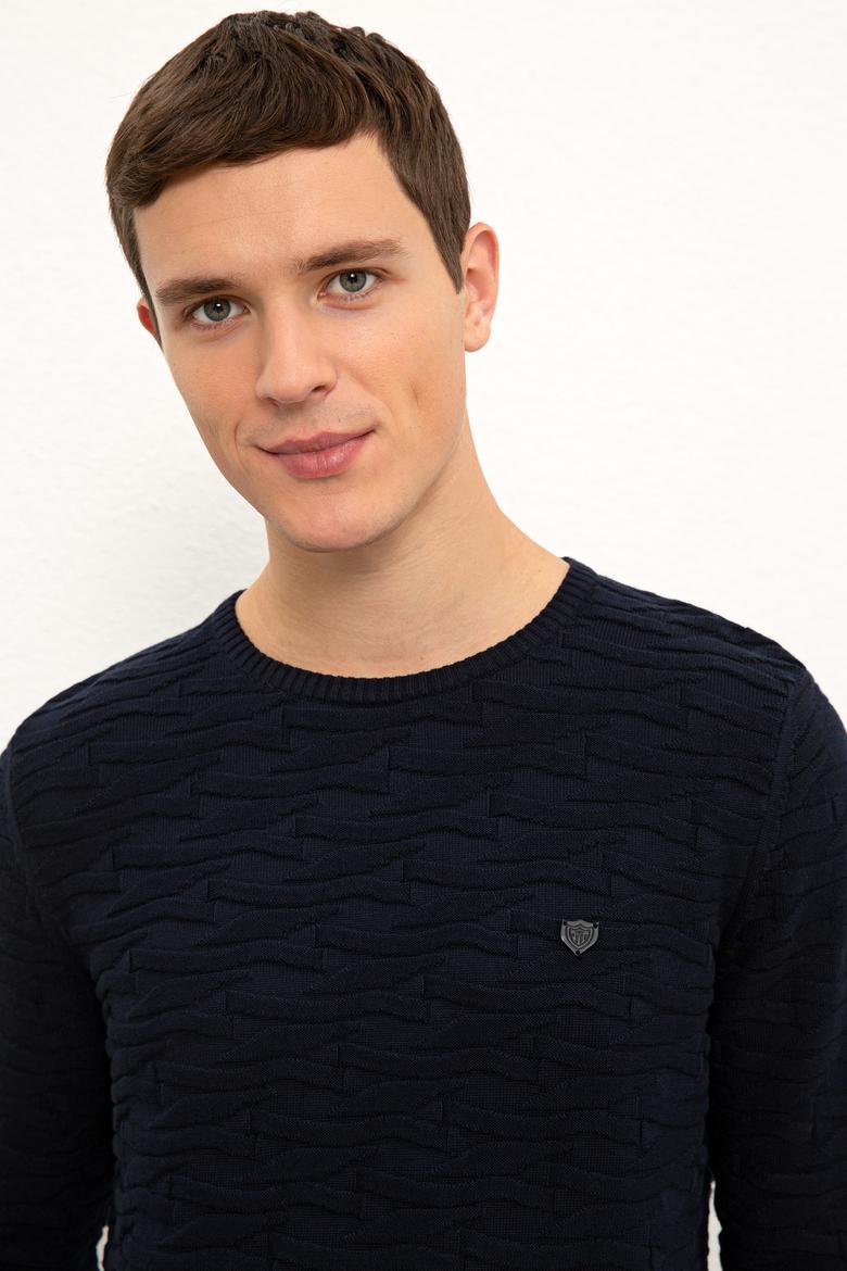 Erkek Lacivert Bisiklet Yaka Triko Kazak - 50229172006