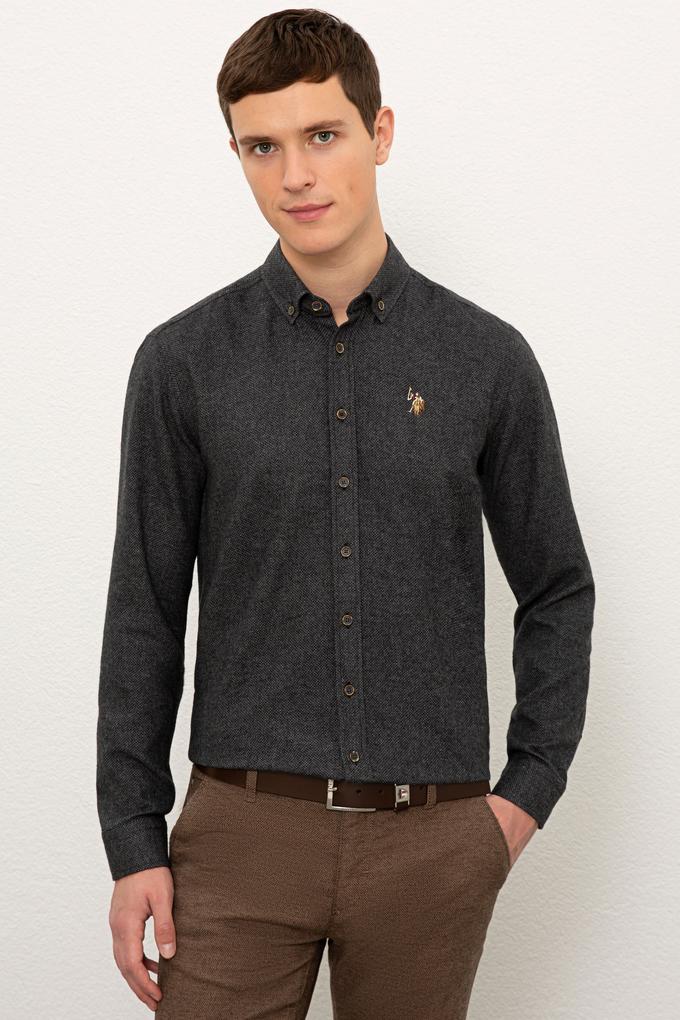 Erkek Siyah Gömlek Uzunkol