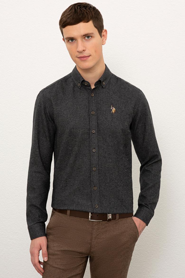 Erkek Siyah Gömlek Uzunkol