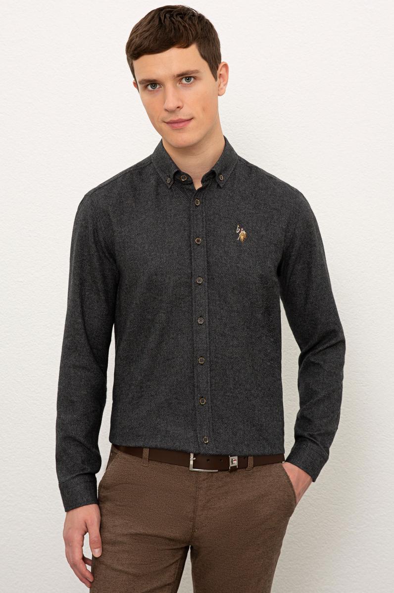 Erkek Siyah Gömlek Uzunkol