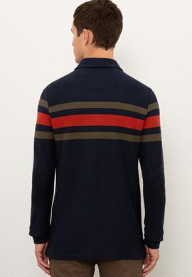 Erkek Polo Yaka Lacivert Sweatshirt - 50225425007