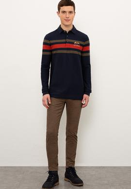 Erkek Polo Yaka Lacivert Sweatshirt - 50225425007