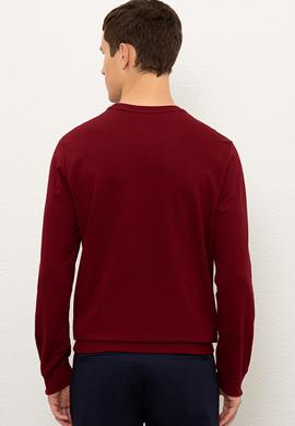 Erkek Bordo Bisiklet Yaka Sweatshirt - 50225383027
