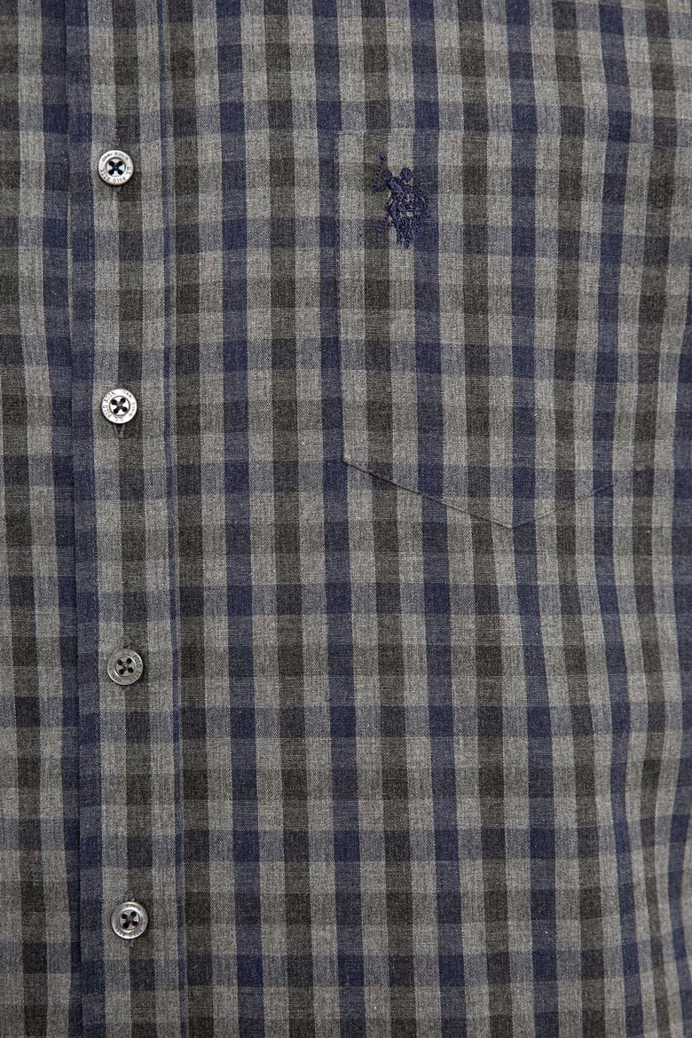 Erkek Lacivert Antrasit Mini Kareli Gömlek Uzunkol - 50226586012