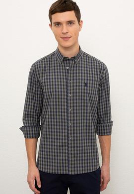 Erkek Lacivert Antrasit Mini Kareli Gömlek Uzunkol - 50226586012