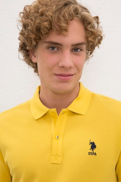 Erkek Safran Polo Yaka Basic Tişört