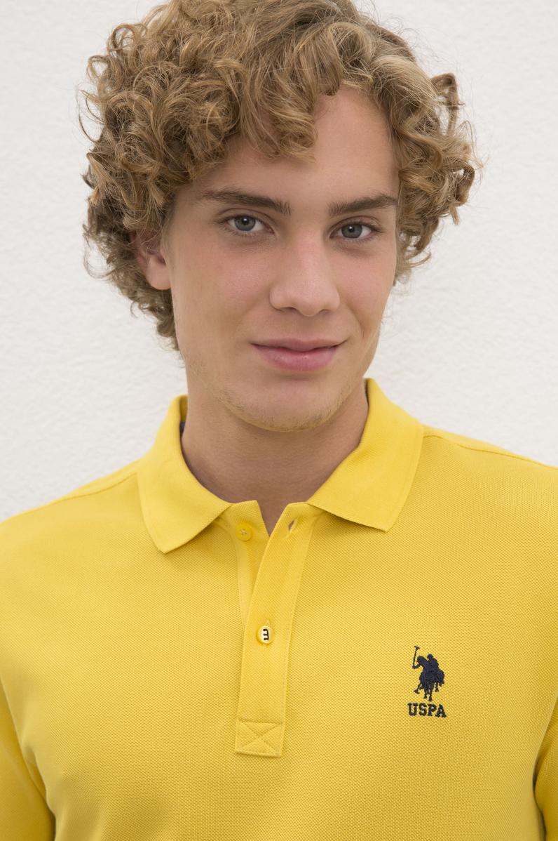 Erkek Safran Polo Yaka Basic Tişört