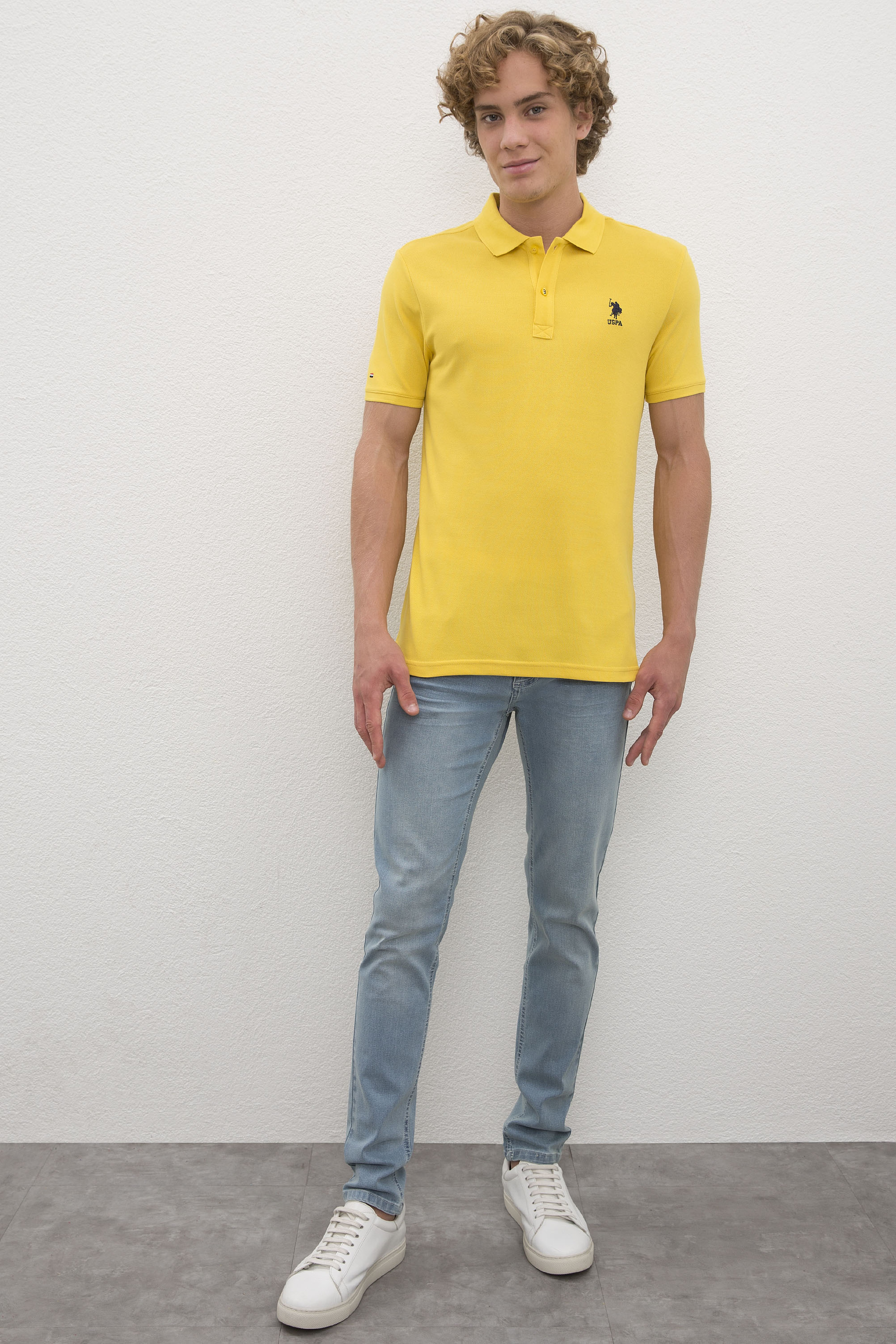 Erkek Safran Polo Yaka Basic T-Shirt